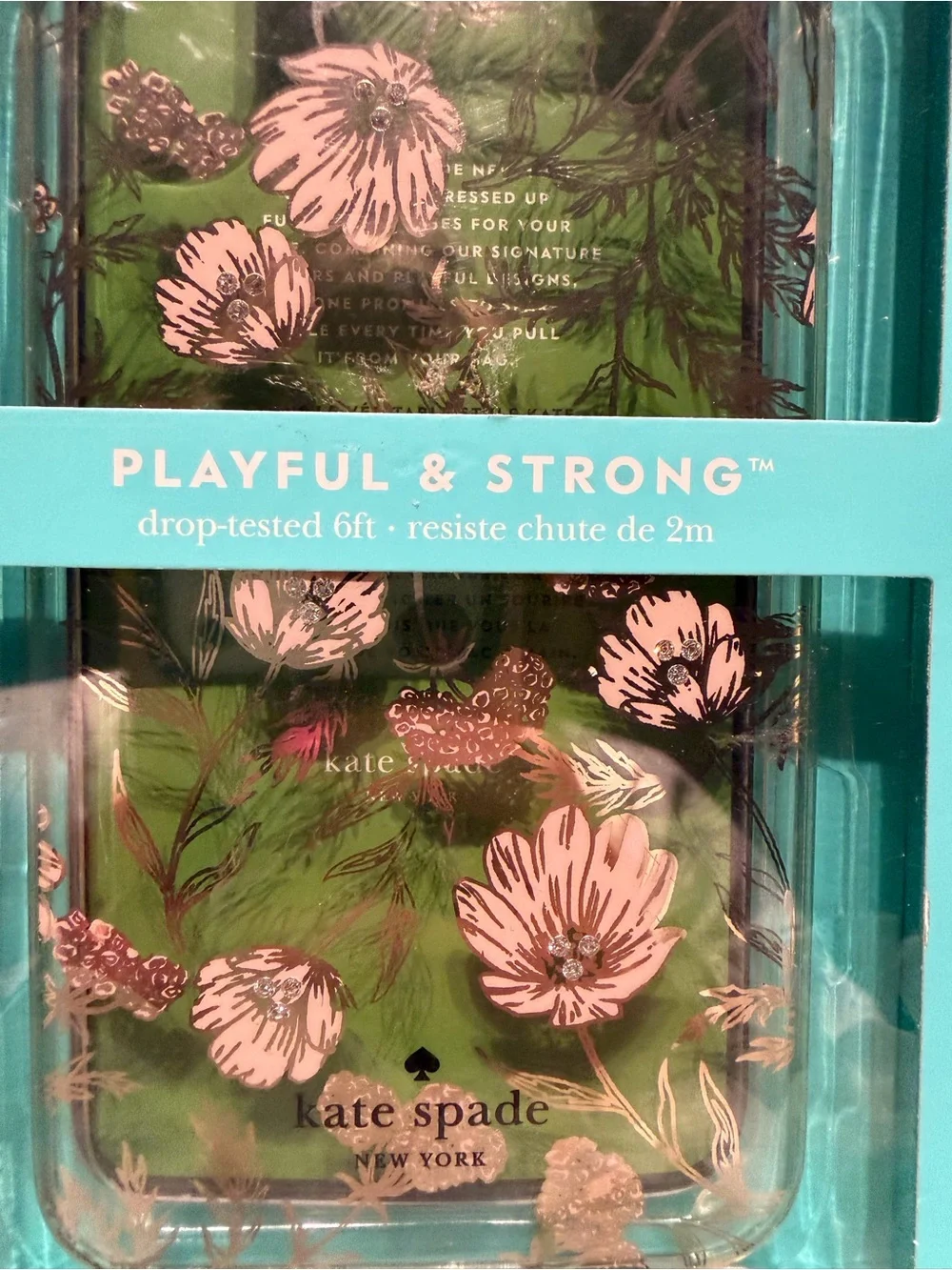 Kate Spade Clear Floral iPhone XS Max Hardshell Case Pink Flowers. Case is clear
